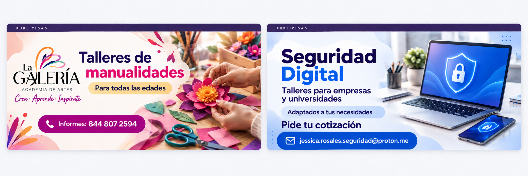 La Galería: talleres de manualidades para todas las edades. Informes al 844 807 2594